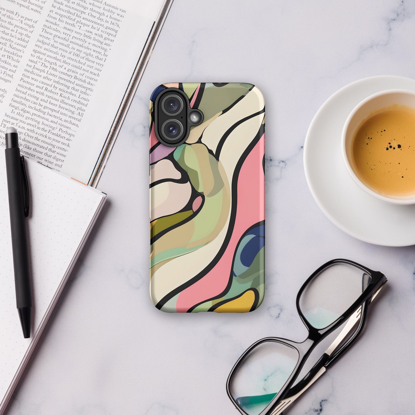 Abstract Swirl Tough iPhone Case - Aesthetic Marble Wave Cover - For iPhone models