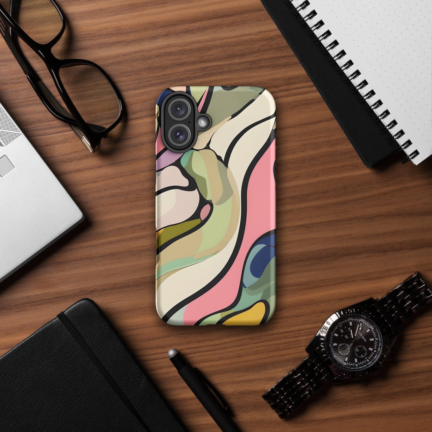 Abstract Swirl Tough iPhone Case - Aesthetic Marble Wave Cover - For iPhone models