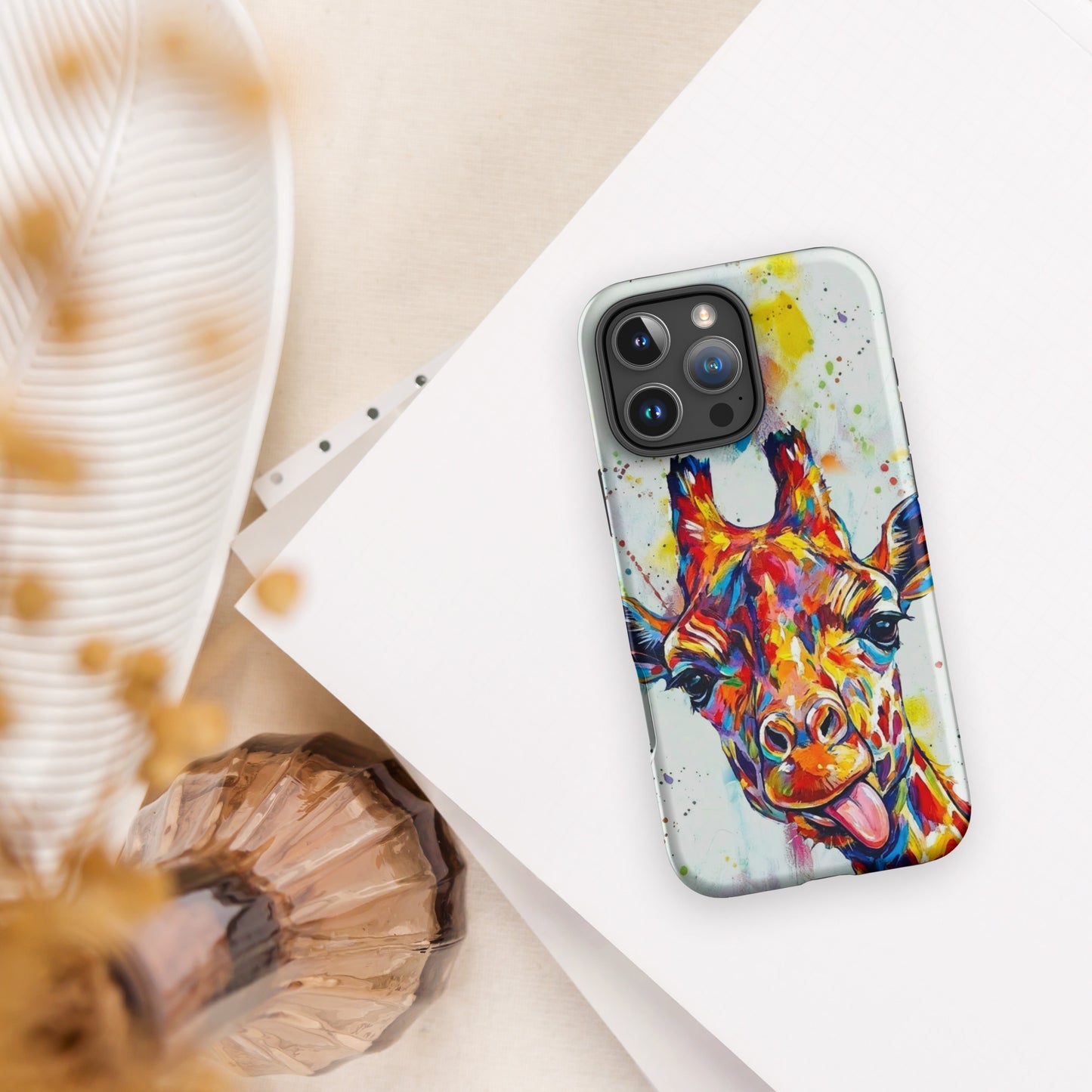 Abstract Giraffe Tough iPhone Case – Artistic Safari Animal Phone Cover