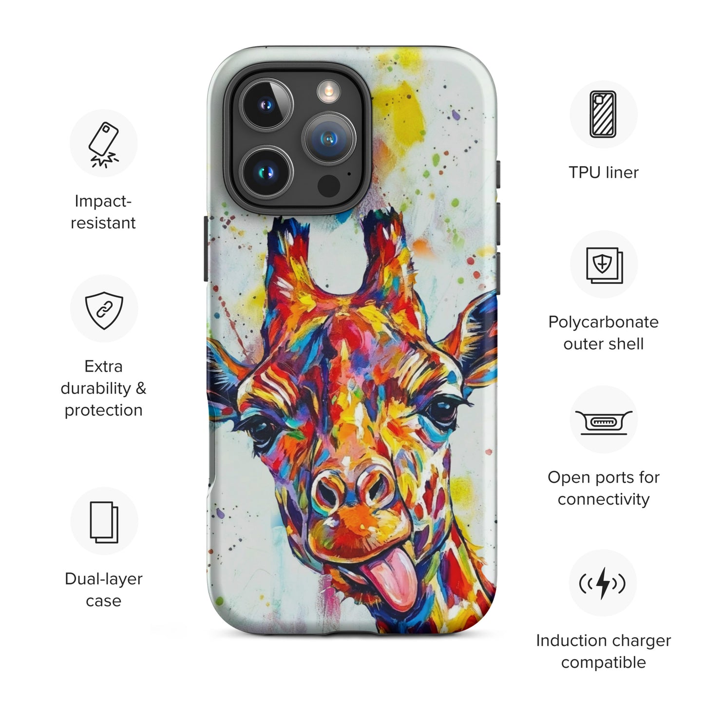 Abstract Giraffe Tough iPhone Case – Artistic Safari Animal Phone Cover